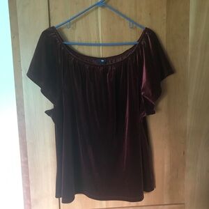 Gap burgundy scoop neck velour shirt sleeve top XXL